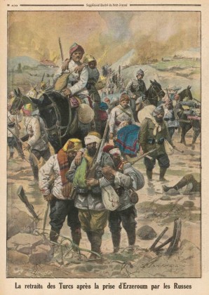 Rückzug der türkischen Truppen nach der Einnahme der Festung Erzurum durch die Russen